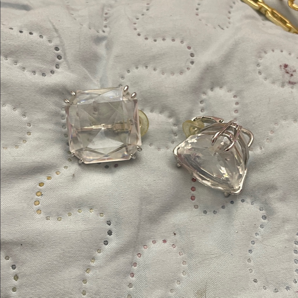 Swarovski Elegant Crystal 2 Shapes Clip Earrings